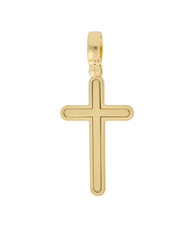 18CT Y/G ROUND CROSS 25mm